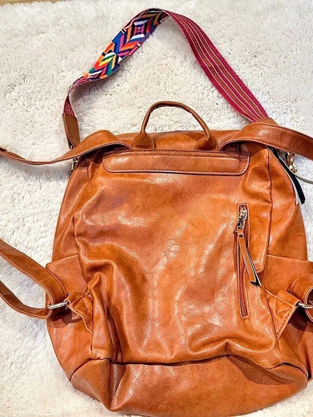 Fadeon Convertible Faux Leather Backpack in Brown